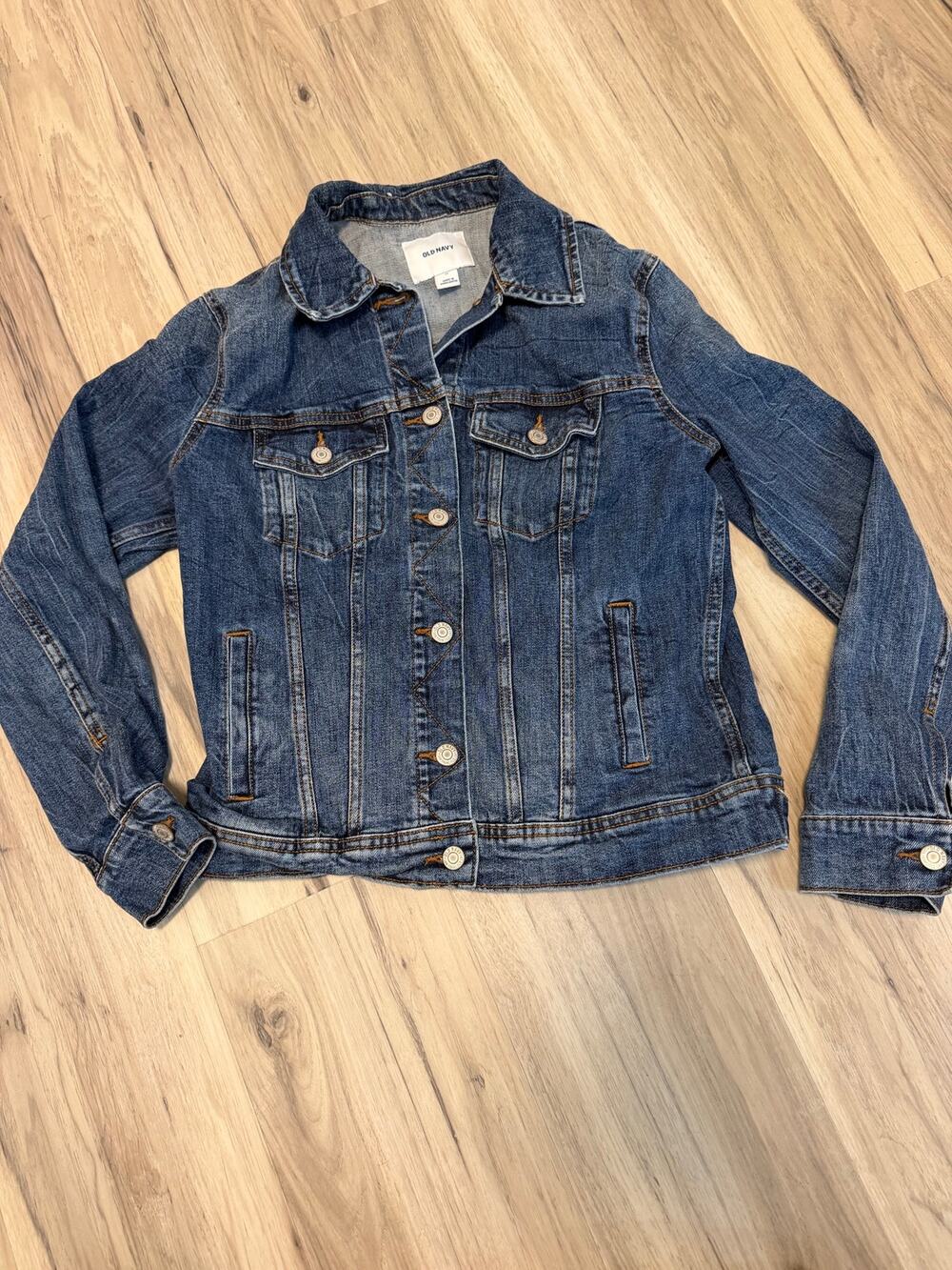 Old Navy Jeans Womens Jean Jacket Medium Dark Blue Wash Denim Cotton Coat